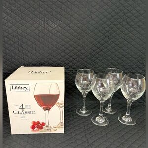 Libbey Classic Wine Glasses clear Stemware 13.5 Oz Set of 4 New Open Box